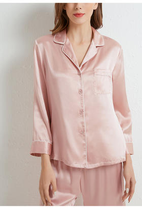 100%桑蚕丝上下套女长袖睡衣 家居服  8001714