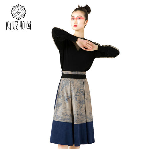 【伯妮斯茵】V领通透网纱飘逸泡泡袖针织衫--修姱--浪漫觉醒《离骚》1E5282 商品图2