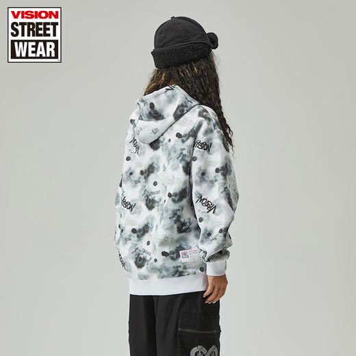 【限时价：169】宽松版公路涂鸦胶浆印花连帽套头卫衣V203NB2006 商品图1