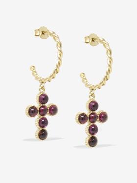 北京仓｜Vintouch-Hope-十字 红榴石 耳环［意大利设计师]