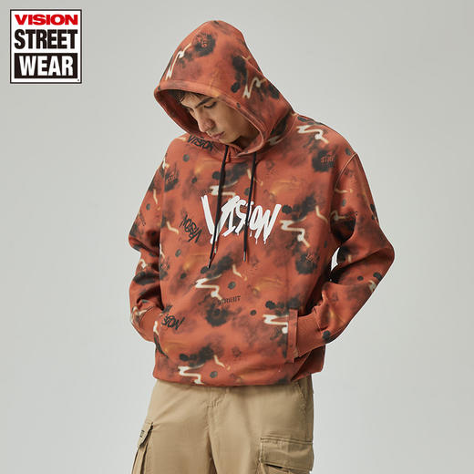 【限时价：169】宽松版公路涂鸦胶浆印花连帽套头卫衣V203NB2006 商品图2