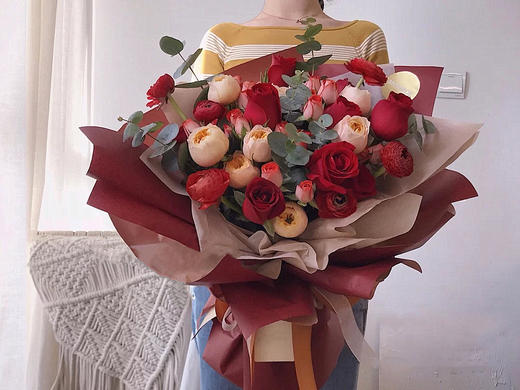 21支红玫蔷薇花束红色包装 商品图1