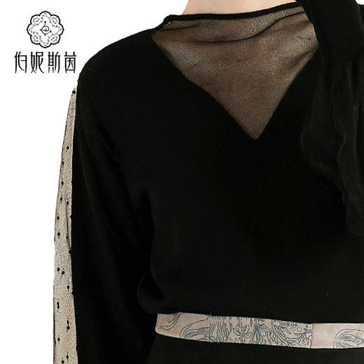 【伯妮斯茵】V领通透网纱飘逸泡泡袖针织衫--修姱--浪漫觉醒《离骚》1E5282 商品图3