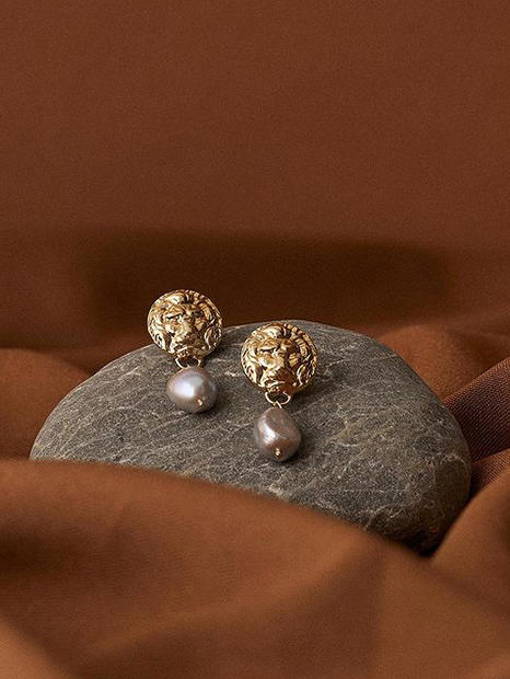 北京仓｜Vintouch-狮子像古董硬币 珍珠 耳环［意大利设计师] 商品图2