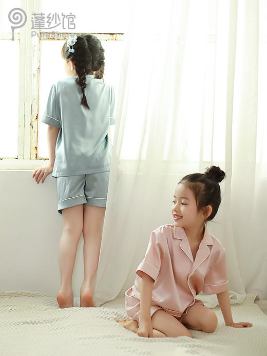 pureshare 女童睡衣夏季新款长袖薄款家居家服空调真丝儿童睡裙-布丁睡衣 商品图2