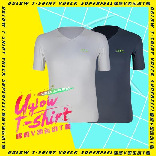 UGLOW棉感V领运动T恤T-SHIRT VNECK SUPERFEEL男款春夏秋季跑步健身户外运动跑马拉松比赛V领短袖 商品图2