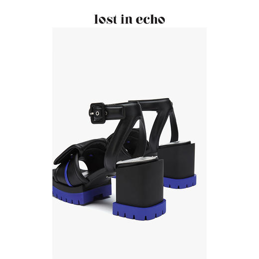 【微瑕疵不退不换】lost in echo 设计师原创 春夏新款 趣味鞋舌高跟脚踝绑带凉鞋 商品图4