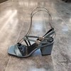 LFGJ 8505设计师款双带蛇纹皮中粗跟女凉鞋 商品缩略图7