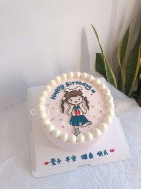 小女孩手绘蛋糕-低糖处理无添加