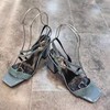 LFGJ 8505设计师款双带蛇纹皮中粗跟女凉鞋 商品缩略图8