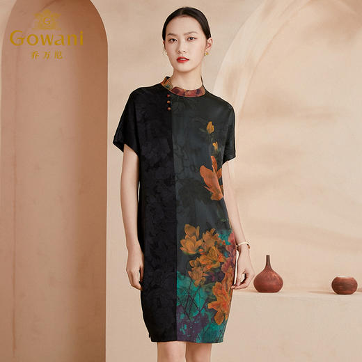 乔万尼真丝连衣裙新款复古优雅廓形显瘦EI2E721 商品图1