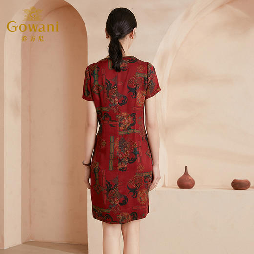 【拾花年华】【香云纱】乔万尼新款重磅19mm珍珠缎真丝连衣裙复古印花简约设计桑蚕丝EI2E716 商品图3