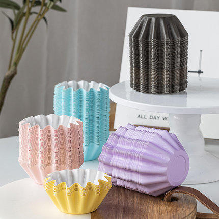 星纹布丁杯50只装 蛋糕纸杯雪媚娘马芬杯甜品油纸托 耐高温不沾模具 商品图2