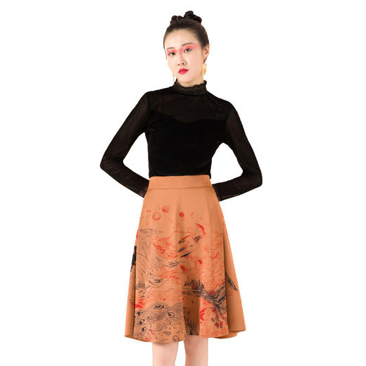 【伯妮斯茵】立领木耳边漆黑T恤--求索--浪漫觉醒《离骚》1T5286 商品图4