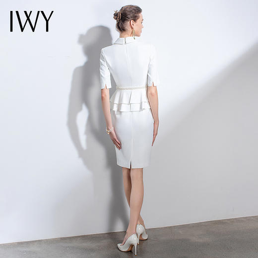 IWY/职业连衣裙轻奢礼仪服荷叶边ol女气质款洋气上班时尚潮流Q589 商品图3