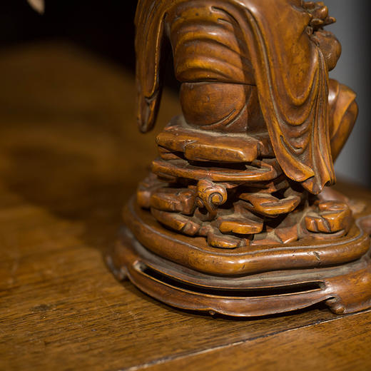 清代 竹雕东方朔山子摆件（红木座） 商品图3