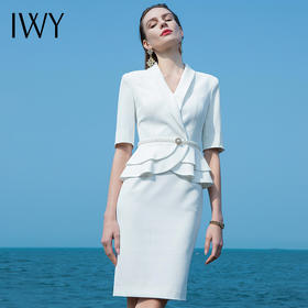 IWY/白色连衣裙西装裙女性时尚工作服搭配日常西服职场休闲ol高定Q589+D0075