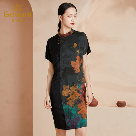 乔万尼真丝连衣裙新款复古优雅廓形显瘦EI2E721 商品图2