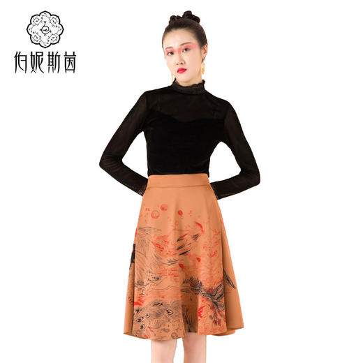 【伯妮斯茵】立领木耳边漆黑T恤--求索--浪漫觉醒《离骚》1T5286 商品图1