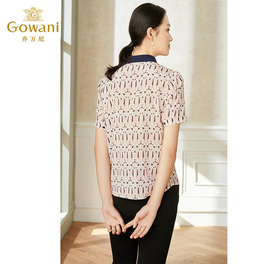 乔万尼真丝衬衫女撞色拼接设计简约印花桑蚕丝EI2C748 商品图3