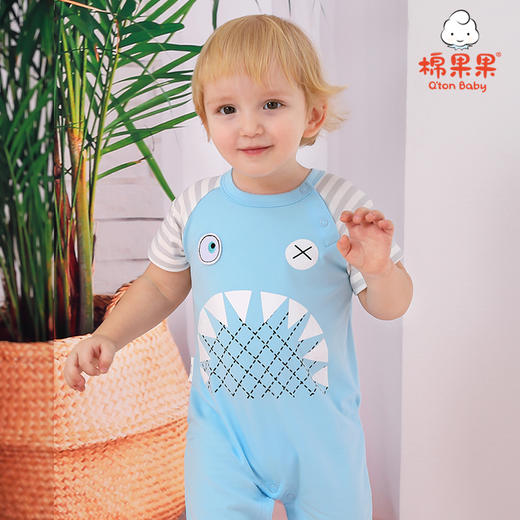 棉果果夏季男童氨棉汗布套头连体衣连身衣哈衣M212727221339 商品图0