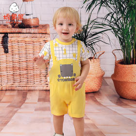 棉果果夏季男童氨棉汗布假两件套头连体衣连身衣哈衣M212727221270