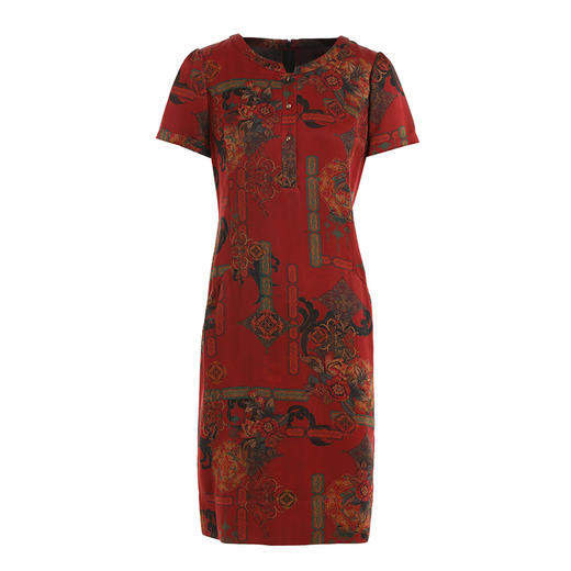 【拾花年华】【香云纱】乔万尼新款重磅19mm珍珠缎真丝连衣裙复古印花简约设计桑蚕丝EI2E716 商品图4