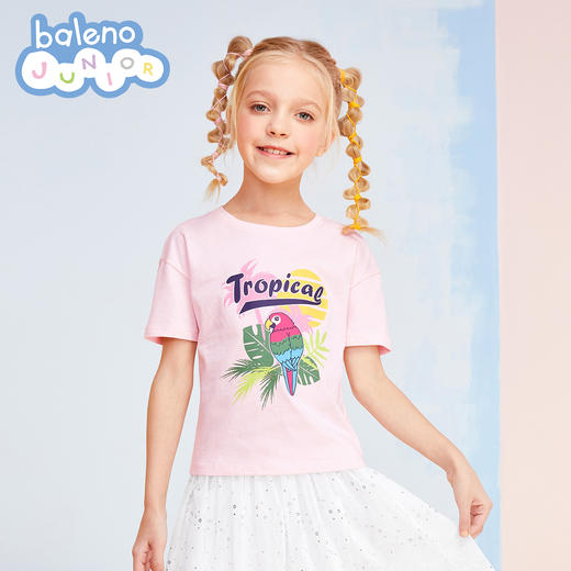 班尼路童装春夏新款女童短袖T恤洋气动物印花纯棉圆领上衣 商品图0