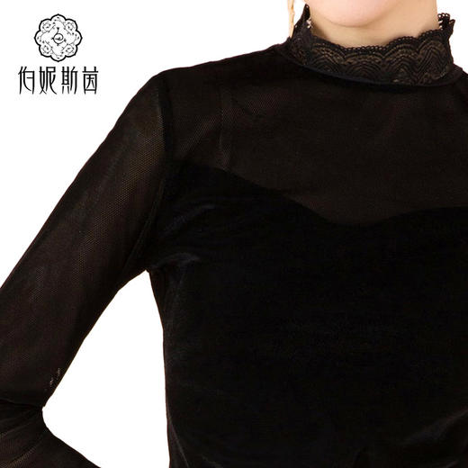 【伯妮斯茵】立领木耳边漆黑T恤--求索--浪漫觉醒《离骚》1T5286 商品图2