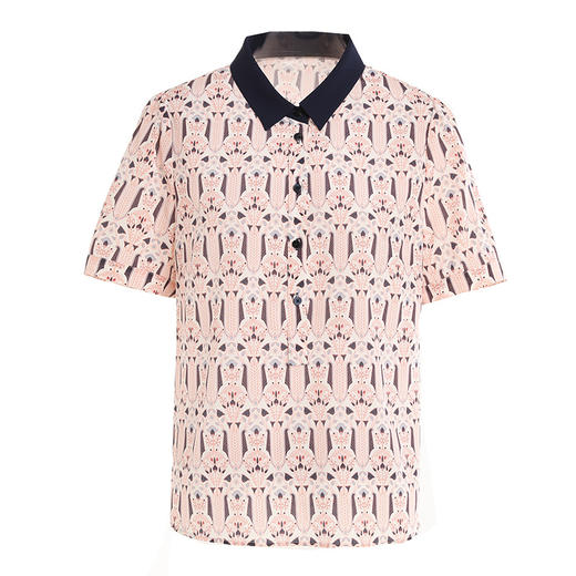 乔万尼真丝衬衫女撞色拼接设计简约印花桑蚕丝EI2C748 商品图4