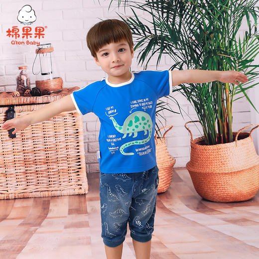 棉果果夏季男童氨棉汗布套头T恤M212140221254 商品图0