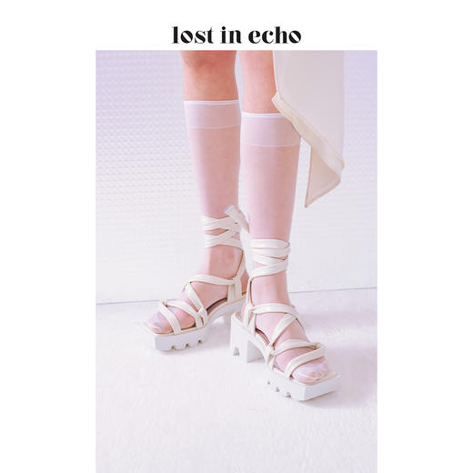 lost in echo 设计师原创 春夏新款 锯齿厚底软羊皮绑带凉鞋 商品图0