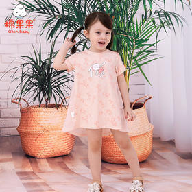 棉果果夏季女童T恤满印连衣裙M222701221307