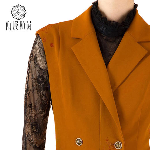 【伯妮斯茵】典雅气质V领收腰无袖琥珀色连衣裙--求索--浪漫觉醒《离骚》1S5282 商品图3