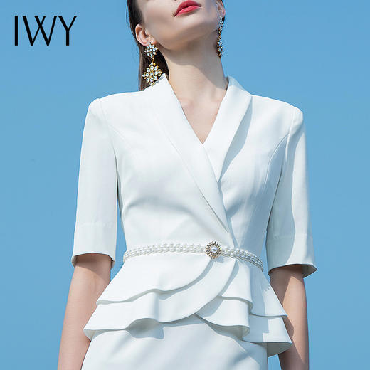 IWY/白色连衣裙西装裙女性时尚工作服搭配日常西服职场休闲ol高定Q589+D0075 商品图4