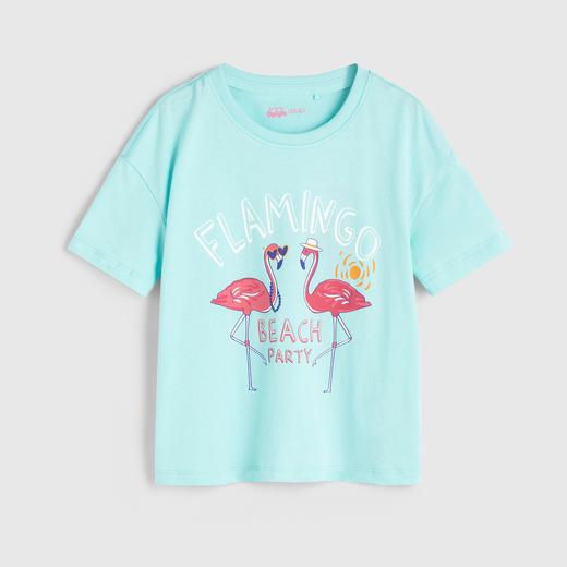 班尼路童装春夏新款女童短袖T恤洋气动物印花纯棉圆领上衣 商品图3