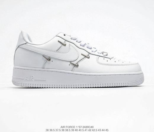 耐克Nike Wmns Air Force 1' 07 LX"Chrome Swooshes White"空军一号经典低帮百搭休闲运动板鞋“皮革白宝蓝小银四钩” 商品图5