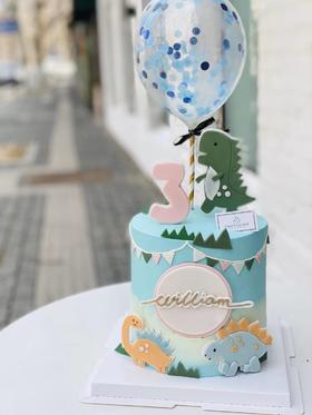 纯手工翻糖恐龙奶油生日蛋糕