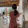 法式复古小碎花裙女气质V领高腰系带A字爆款连衣裙2021夏季新款 商品缩略图3