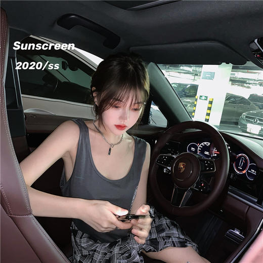 【防晒裙套装】chic风轻薄透气防晒格子衬衣女2021夏季新款防晒衣连衣裙吊带裙 商品图3