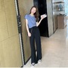 夏季新款亮片网红T恤百搭高腰阔腿长裤休闲两件套少女时尚套装潮 商品缩略图1