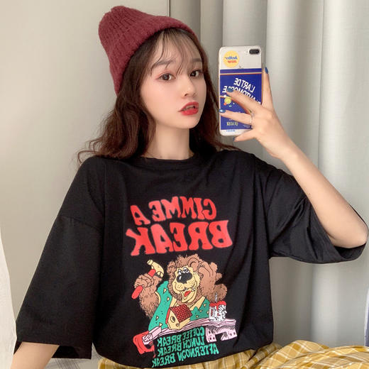 早春夏季短袖T恤女宽松韩版ins潮慵懒风bf原宿洋气mschf上衣 商品图3