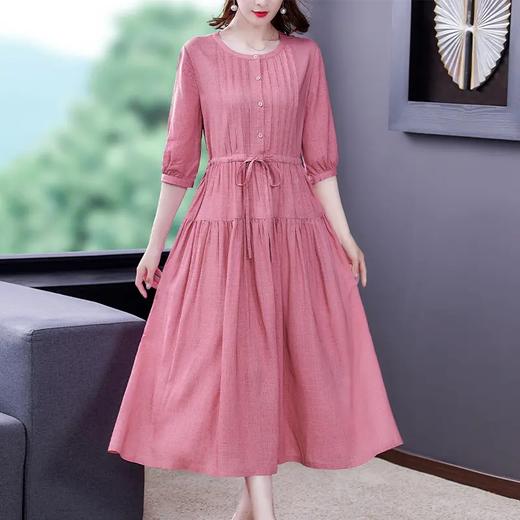 AHM-xsz6818夏季新款收腰显瘦气质文艺棉麻苎麻连衣裙 商品图0