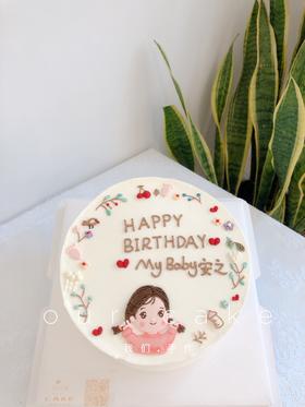 女宝宝手绘蛋糕-低糖处理无添加