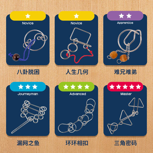 米米智玩逻辑解环六合一MT6898儿童益智解锁孔明锁铁件 商品图2