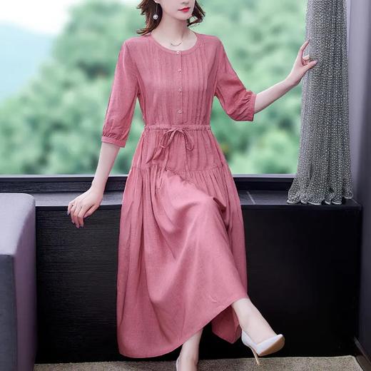 AHM-xsz6818夏季新款收腰显瘦气质文艺棉麻苎麻连衣裙 商品图2