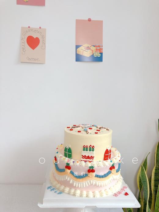 男孩女孩/兄妹，两个宝宝手绘蛋糕-低糖处理无添加 商品图1