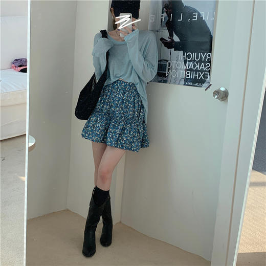 实拍 实价 薄款防晒长袖T恤+碎花半身裙洋气两件套 商品图1