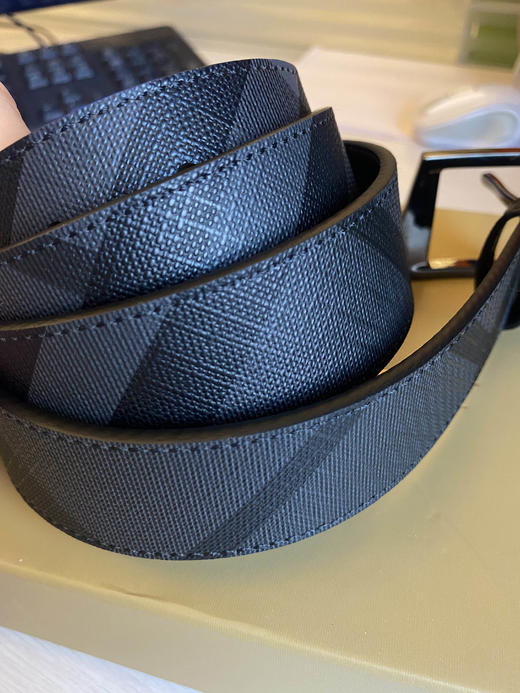 代工厂出口男士腰带  双层皮PVC专柜原材料 +胎牛皮  暗纹钨钢钢扣腰带 商品图3