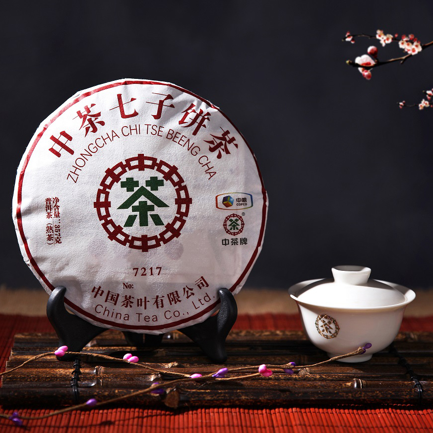 中粮-中茶(熟茶)云南七子普洱茶7217/357g/饼 /云南干仓直发